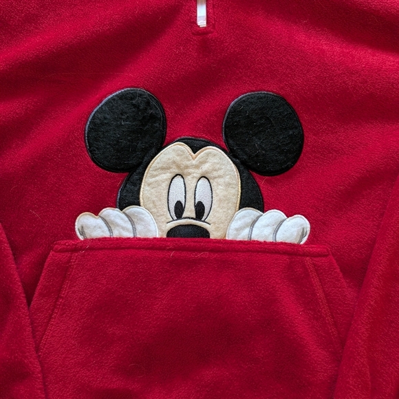 Walt Disney World Vintage Jerry Leigh Mickey Mouse Red Fleece Hoodie Size Medium - Picture 2 of 5